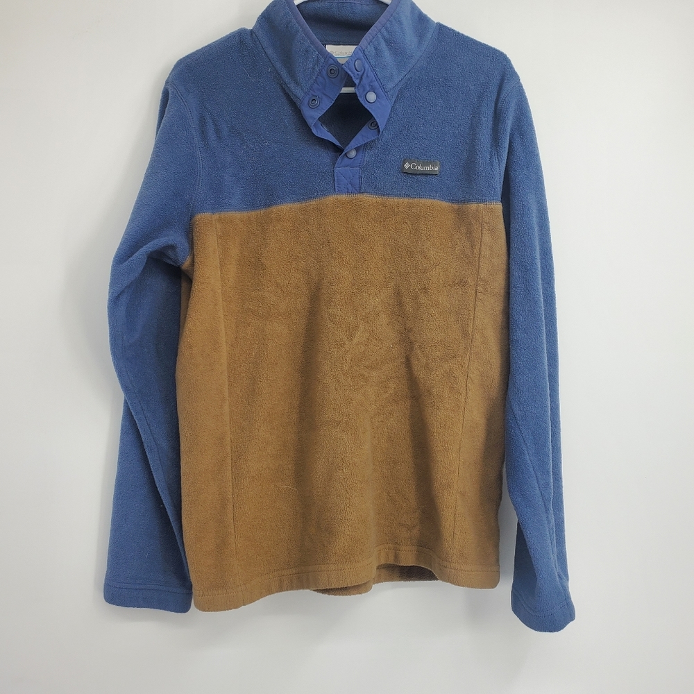 Columbia Pullover Men's Size Medium M Blue Brown Winter Fleece